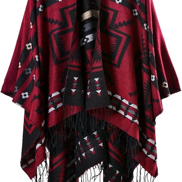 Accessories - Women's Shawl Wraps Open Front Poncho Cape Oversized Sweaters Casual Cardigan Sh